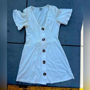 ASOS White Midi Dress with Button Detail